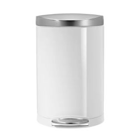 10L Semi-Round Step Trash Can Stainless Steel - White