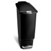 40L Slim Plastic Step Trash Can - black.