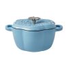 Floral Enamel on Cast Iron 2-Quart Dutch Oven with Lid - Periwinkle