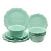 Juliette 12-Piece Melamine Dinnerware Set, Teal - Teal