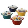 Floral 13-Ounce Assorted Color Casseroles with Lid, Set of 4 - Multicolor