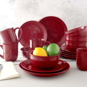 Chiara Red Stoneware Dinnerware Set, 16-Pieces - red