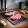 Defrosting Tray for Frozen Meat, Premium Quality Aluminum Metal Thawing Tray, Quick Defrost for Frozen Food, Very Fast Meat Defroster - Black