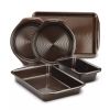 5pc Nonstick Bakeware Set Chocolate Brown - Brown