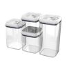 Canister Pack of 4, Flip Tite Square Food Storage Set - Clear