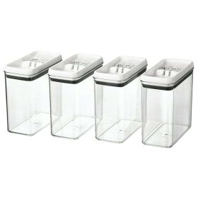 Canister Pack of 4 - Flip-Tite 11.5 Cup Rectangular Food Storage Container Set - Clear