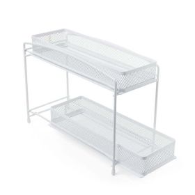 2-Tier Pull-Out Spice Organizer, White - WHITE