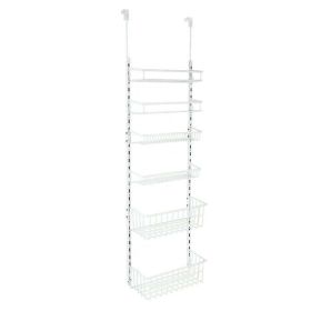 Over the Door Rack Organizer with 6 Tier Adjustable Shelves Powder Coated Steel White - WHITE