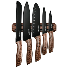 Cohesion Knife Magnetic Strip & 5 Pcs Kitchen Knife Set - Magnetic Knife Holder for Wall Stainless Steel Chef Knife - Cohesion