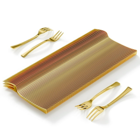 Mini Forks For Desserts - Bulk Pack Of 100 Mini Gold Dessert Forks - Exquisite