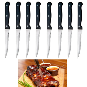 8 Steak Knife Set Serrated Edge Steel Utility Knives Steakhouse Cutlery Utensil - AllTopBargains