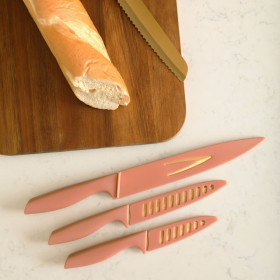 Just Feed Me by Jessie James Decker 5-Piece Knife Set, Terracotta Rose and Gold - Jessie James Decker