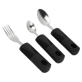 Parkinsons Utensils, Stainless Steel Rubber Handle Adaptive Utensils 3 Pieces Safe Durable For Parkinson - Gupbes