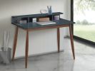 Roskilde Mid-Century Modern Wood Writing Desk with Hutch, Grey - as Pic