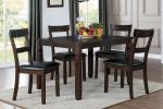 5pc Dining Set Espresso Finish Dining Table and 4 Chairs Set Brown PU Upholstered Double Notched Legs Wooden Furniture Kitchen Set - as Pic