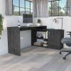 Axis Modern L-Shaped Computer Desk with Open & Closed Storage -Smokey Oak - as Pic