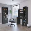 Detroit 2 Piece Office Set, Dozza Bookcase + Aramis Desk, Black - as Pic