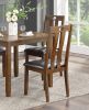 Brown Finish 5pc Dining Set Table and 4 Side Chairs Upholstered Seat Wooden Kitchen Dining Furniture Set Transitional Style - as Pic