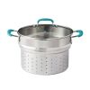 7qt Stock Pot with Steamer - blue.