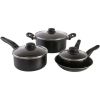 7 Piece Nonstick Cookware Set, Black - Black