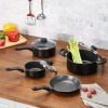 7 Piece Nonstick Cookware Set, Black - Black