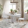 TOPMAX Rustic 5-Piece Extendable Dining Table Set Round Trestle Table and 4 Cross Back Dining Chairs for Kitchen, Dining Room, Gray - as Pic