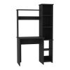 Detroit 2 Piece Office Set, Dozza Bookcase + Aramis Desk, Black - as Pic