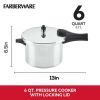 6-Quart Aluminum Stovetop Pressure Cooker, 15 PSI - silver