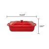 Fancy Flourish Rectangular Stoneware Casserole with Lid - red