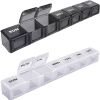 Pill Box; 7 Days Compartment Box; Smart Pill Dispenser; Plastic Weekly Pill Container; 7 Day Jumbo Pill Boxes - White