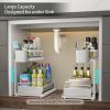 Double Sliding Metal Under Sink Organizer L Shape  - White