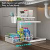 Double Sliding Metal Under Sink Organizer L Shape  - White