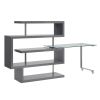 ACME Raceloma Writing Desk w/Shelf, Clear Glass, Gray & Chrome Finish 93181 - as Pic