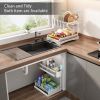 Double Sliding Metal Under Sink Organizer L Shape  - White