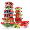 24-Piece Glass Food Storage Set with Locking Hinge Red Lids - Superior Quality - red