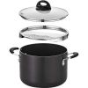 6 Quart Lock and Drain Charcoal Gray Pasta Pot - black