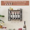 Industrial Wall Mounted Wine Rack with 3 Stem Glass Holders - Rustic Brown