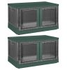 2Pcs 72L Foldable Storage Bins with Lid Collapsible Stackable Closet Organizer Containers with Front Door Lock 4Pcs Wheels - 72L - Green