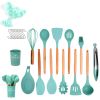 33pcs Set Wooden Handle Silicone Kitchen Utensils 33 Pieces Set Silicone Spoon Shovel Kitchen Gadgets Set Silicone Kitchen Utensils - Pink