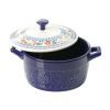 Floral 13-Ounce Assorted Color Casseroles with Lid, Set of 4 - Multicolor