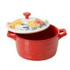 Floral 13-Ounce Assorted Color Casseroles with Lid, Set of 4 - Multicolor