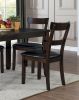 5pc Dining Set Espresso Finish Dining Table and 4 Chairs Set Brown PU Upholstered Double Notched Legs Wooden Furniture Kitchen Set - as Pic