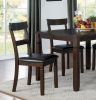 5pc Dining Set Espresso Finish Dining Table and 4 Chairs Set Brown PU Upholstered Double Notched Legs Wooden Furniture Kitchen Set - as Pic