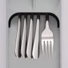 1pc Compact Cutlery Organizer; Spoons Forks Kitchen Drawer Tray - Gray