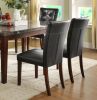 Dark Cherry Finish Wooden 7pc Dining Set Marble Top Table and 6 Side Chairs Dark Brown Faux Leather Upholstered Dining Kitchen Furniture Set - as Pic