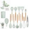 33pcs Set Wooden Handle Silicone Kitchen Utensils 33 Pieces Set Silicone Spoon Shovel Kitchen Gadgets Set Silicone Kitchen Utensils - Pink