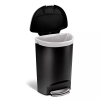 50L Semi Round Plastic Step Trash Can - black.