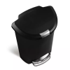 50L Semi Round Plastic Step Trash Can - black.