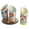 Floral Medley 3-Compartment Ceramic Utensil Holder - Multicolor