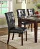 Dark Cherry Finish Wooden 7pc Dining Set Marble Top Table and 6 Side Chairs Dark Brown Faux Leather Upholstered Dining Kitchen Furniture Set - as Pic